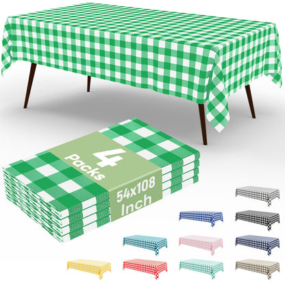 misaya 4 Packs Buffalo Disposable Table Cloth, 54 x 108 Inch Waterproof Plastic Tablecloth, Rectangle Red and White Checkered Table Covers for Picnic, Birthday, Party, Back to School