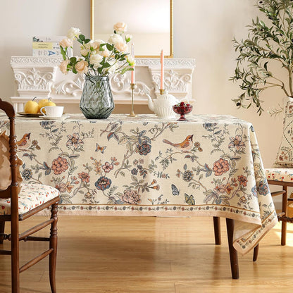 ISAENNE Designer French Linen Rectangular Tablecloth,118"x67"-Cornucopia