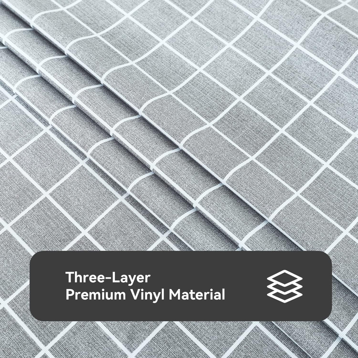 Romanstile Rectangle Vinyl Tablecloth, 100% Waterproof Oil-Proof Checkered Plastic Table Cloth, Heavy Duty Wipeable Table Covers for Dining, Camping, Picnic, Outdoor - 54 x 78 Inch, Grey