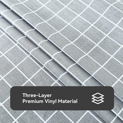 Romanstile Rectangle Vinyl Tablecloth, 100% Waterproof Oil-Proof Checkered Plastic Table Cloth, Heavy Duty Wipeable Table Covers for Dining, Camping, Picnic, Outdoor - 54 x 78 Inch, Grey