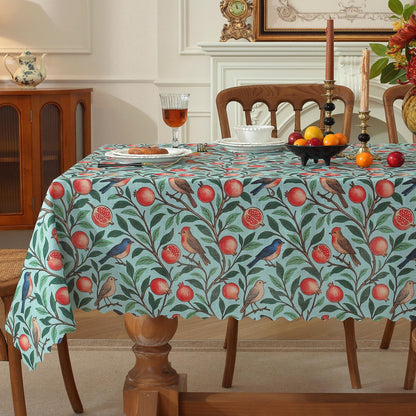 Rectangle Waterproof Tablecloth Linen Textured Table Cloth,Stain and Wrinkle Resistant Washable Fabric Table Cover for Dining, Party, Camping and Outdoor, 52 x 70 Inch, Vine Bloom
