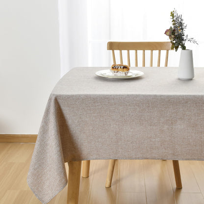 JIUZHEN Round Table Cloth Faux Linen Farmhouse Tablecloth Wrinkle and Stain Resistant Decorative Fabric Table Cover for Kitchen, Dining Room, Parties and Camping, Beige, 120 Inch Round