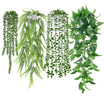 Der Rose 4Pcs Fake Hanging Plants with Lush Cascading Greenery