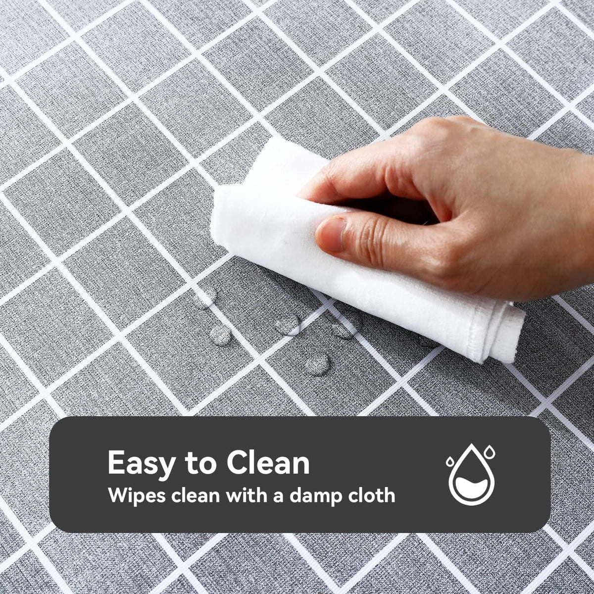 Romanstile Rectangle Vinyl Tablecloth, 100% Waterproof Oil-Proof Checkered Plastic Table Cloth, Heavy Duty Wipeable Table Covers for Dining, Camping, Picnic, Outdoor - 54 x 78 Inch, Grey