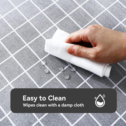 Romanstile Rectangle Vinyl Tablecloth, 100% Waterproof Oil-Proof Checkered Plastic Table Cloth, Heavy Duty Wipeable Table Covers for Dining, Camping, Picnic, Outdoor - 54 x 78 Inch, Grey