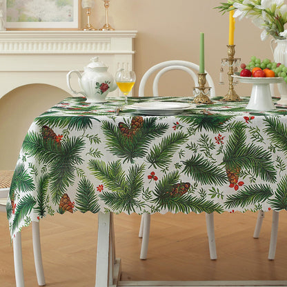 Rectangle Waterproof Tablecloth Linen Textured Table Cloth,Stain and Wrinkle Resistant Washable Fabric Table Cover for Dining, Party, Camping and Outdoor, 52 x 70 Inch, Vine Bloom
