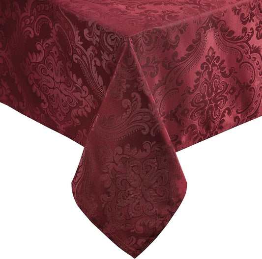 Caiden Elegance Damask Tablecloth, Cranberry - 60" W x 120" L