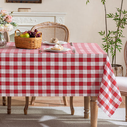 Gingham Tablecloth Rectangle Table, Cotton Linen Style Picnic Checkered Table Cloth Farmhouse Washable Wrinkle Free Buffalo Plaid Table Cover for Outdoor Birthday Party, Pink, 60x75