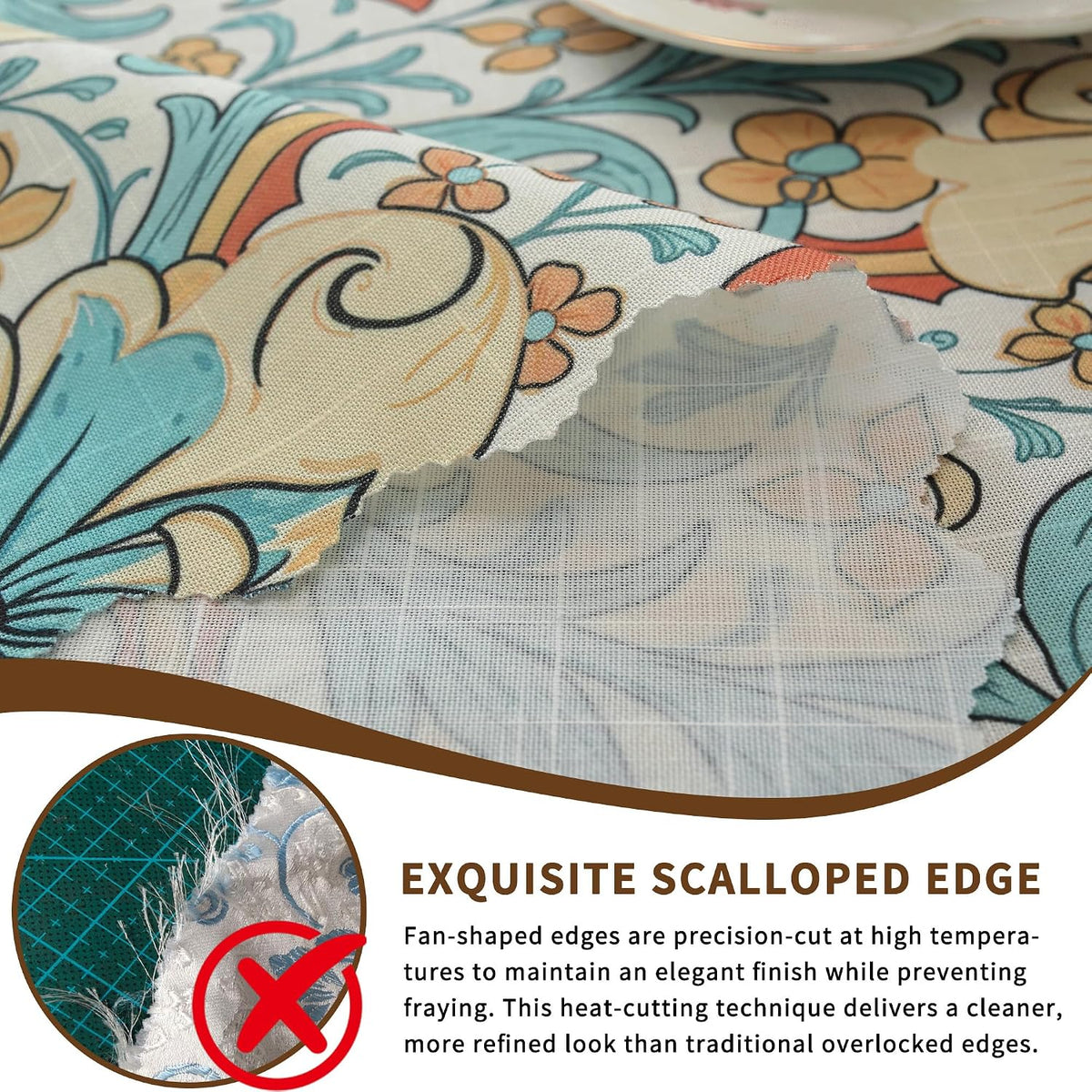 Rectangle Waterproof Tablecloth Linen Textured Table Cloth,Stain and Wrinkle Resistant Washable Fabric Table Cover for Dining, Party, Camping and Outdoor, 52 x 70 Inch, Vine Bloom