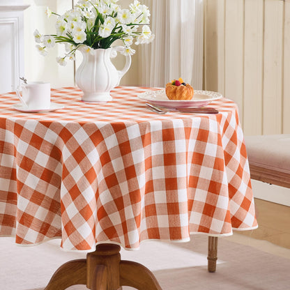 Gingham Tablecloth Rectangle Table, Cotton Linen Style Picnic Checkered Table Cloth Farmhouse Washable Wrinkle Free Buffalo Plaid Table Cover for Outdoor Birthday Party, Pink, 60x75