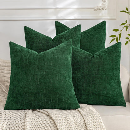 Set of 4 Soft Textured Throw Pillow Covers 18x18 Inch Cozy Decorative Farmhouse Cushion Cover Square Accent Pillow Cases for Bed Couch Sofa Living Room, Beige Taupe Brown