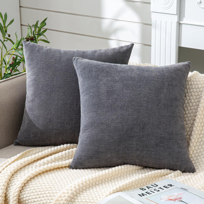 GAWAMAY Decorative Square Throw Pillow Covers 18"x18" Inch Set of 2, Super Soft Chenille Pillows Cover Fall Pillowcase for Living Room Bedroom Sofa Couch Cushion Cover Navy Blue 45x45cm (Only Covers)