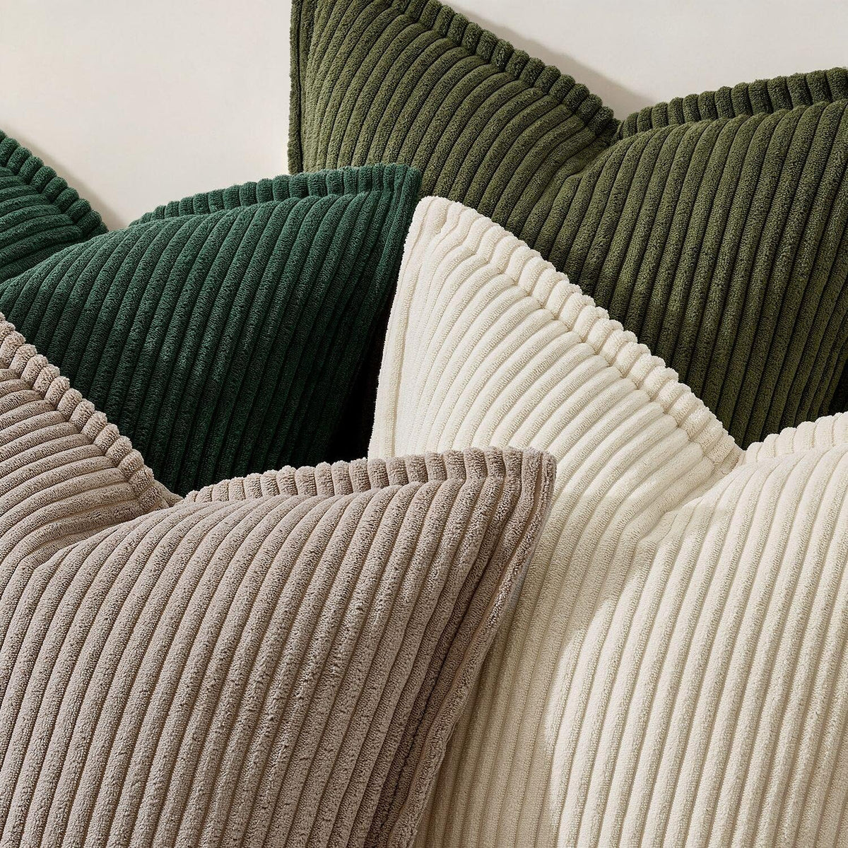 MIULEE Couch Pillow Covers 18x18 Olive Green Textured Corduroy