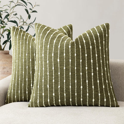 Foindtower Decorative Striped Boucle Throw Pillow Covers 18x18 Inch Camel