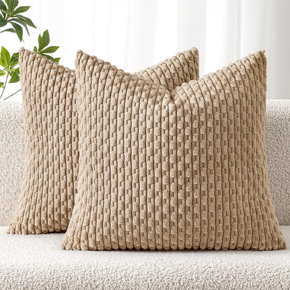 MIULEE Decorative Throw Pillow Covers 18x18 Sage Green Textured Corduroy