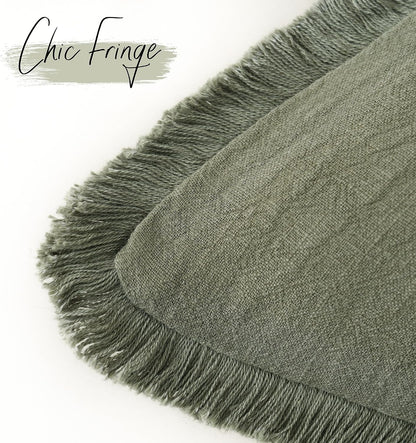 Foindtower Decorative Linen Fringe Throw Pillow Covers 20×20 Olive Green