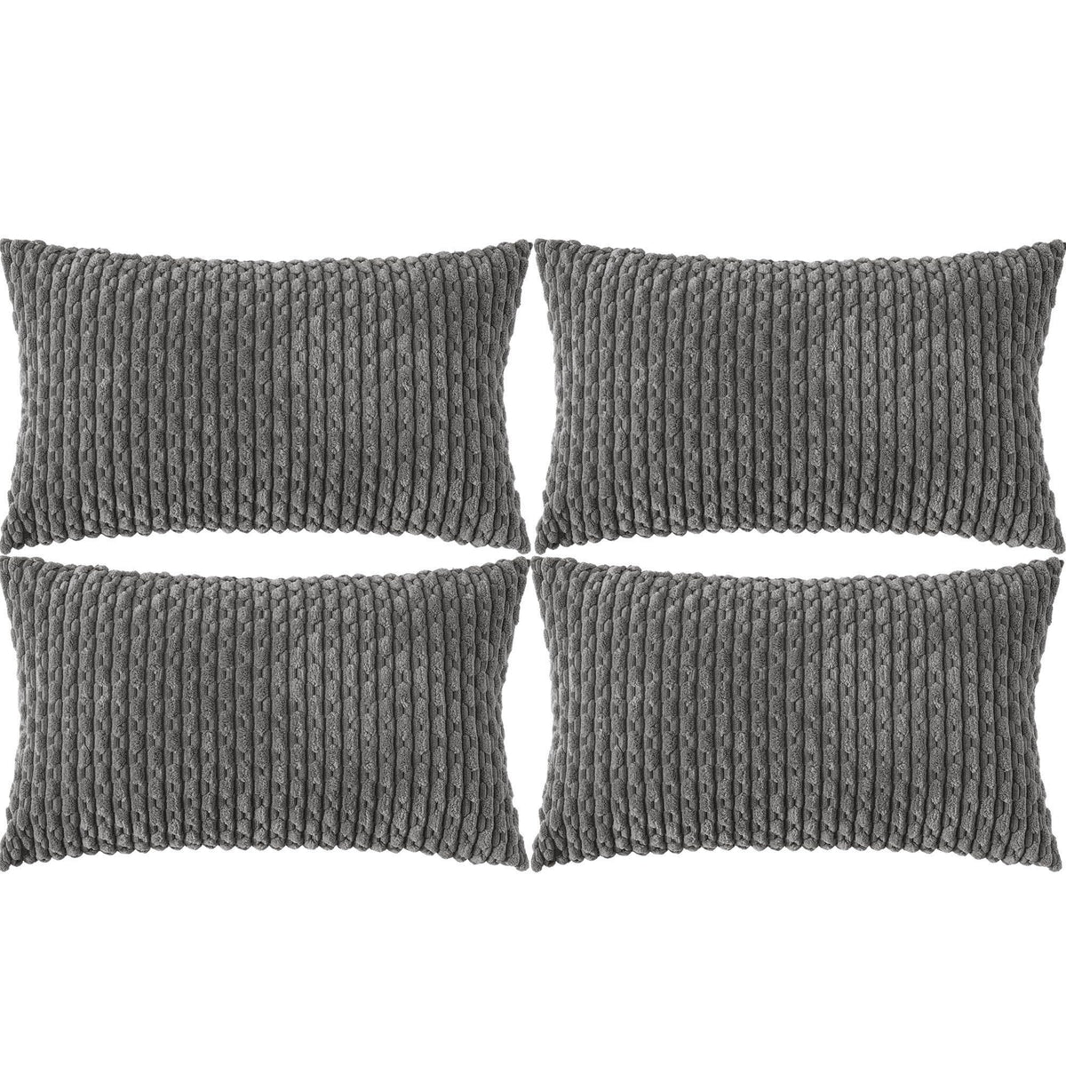 Set of 4 Neutral Decorative Throw Pillow Covers 18x18 Inch Corduroy Pillow Covers for Bed Couch Sofa Living Room Soft Square Cushion Cases