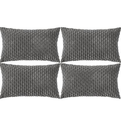 Set of 4 Neutral Decorative Throw Pillow Covers 18x18 Inch Corduroy Pillow Covers for Bed Couch Sofa Living Room Soft Square Cushion Cases