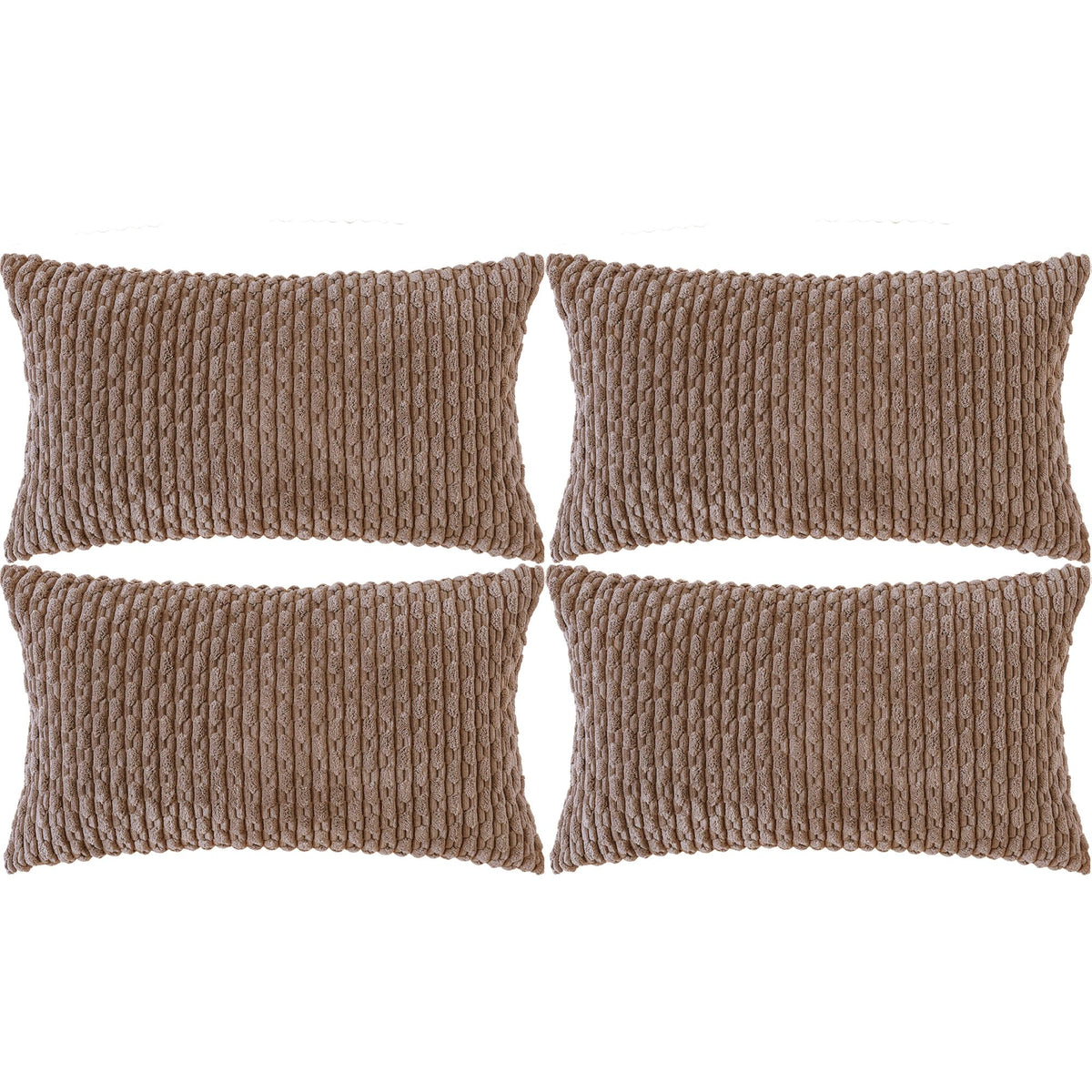 Set of 4 Neutral Decorative Throw Pillow Covers 18x18 Inch Corduroy Pillow Covers for Bed Couch Sofa Living Room Soft Square Cushion Cases