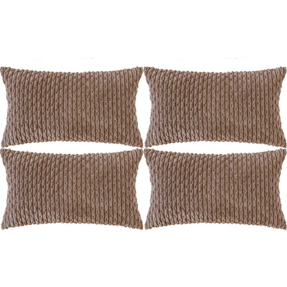 Set of 4 Neutral Decorative Throw Pillow Covers 18x18 Inch Corduroy Pillow Covers for Bed Couch Sofa Living Room Soft Square Cushion Cases