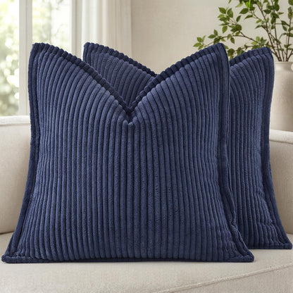 MIULEE Couch Pillow Covers 18x18 Olive Green Textured Corduroy