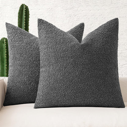 MIULEE 20x20 Decorative Boucle Couch Pillow Covers Brown