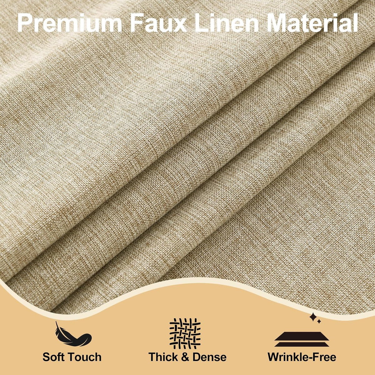 JIUZHEN Round Table Cloth Faux Linen Farmhouse Tablecloth Wrinkle and Stain Resistant Decorative Fabric Table Cover for Kitchen, Dining Room, Parties and Camping, Beige, 120 Inch Round