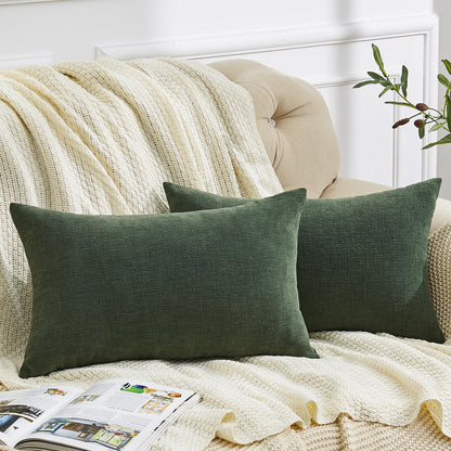 GAWAMAY Decorative Square Throw Pillow Covers 18"x18" Inch Set of 2, Super Soft Chenille Pillows Cover Fall Pillowcase for Living Room Bedroom Sofa Couch Cushion Cover Navy Blue 45x45cm (Only Covers)
