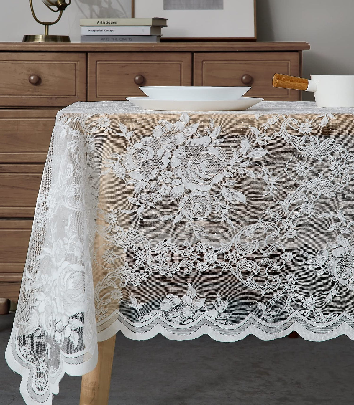 Warm Home Designs 60 x 120 Gold Rectangle Lace Tablecloth. LTC Linen 120