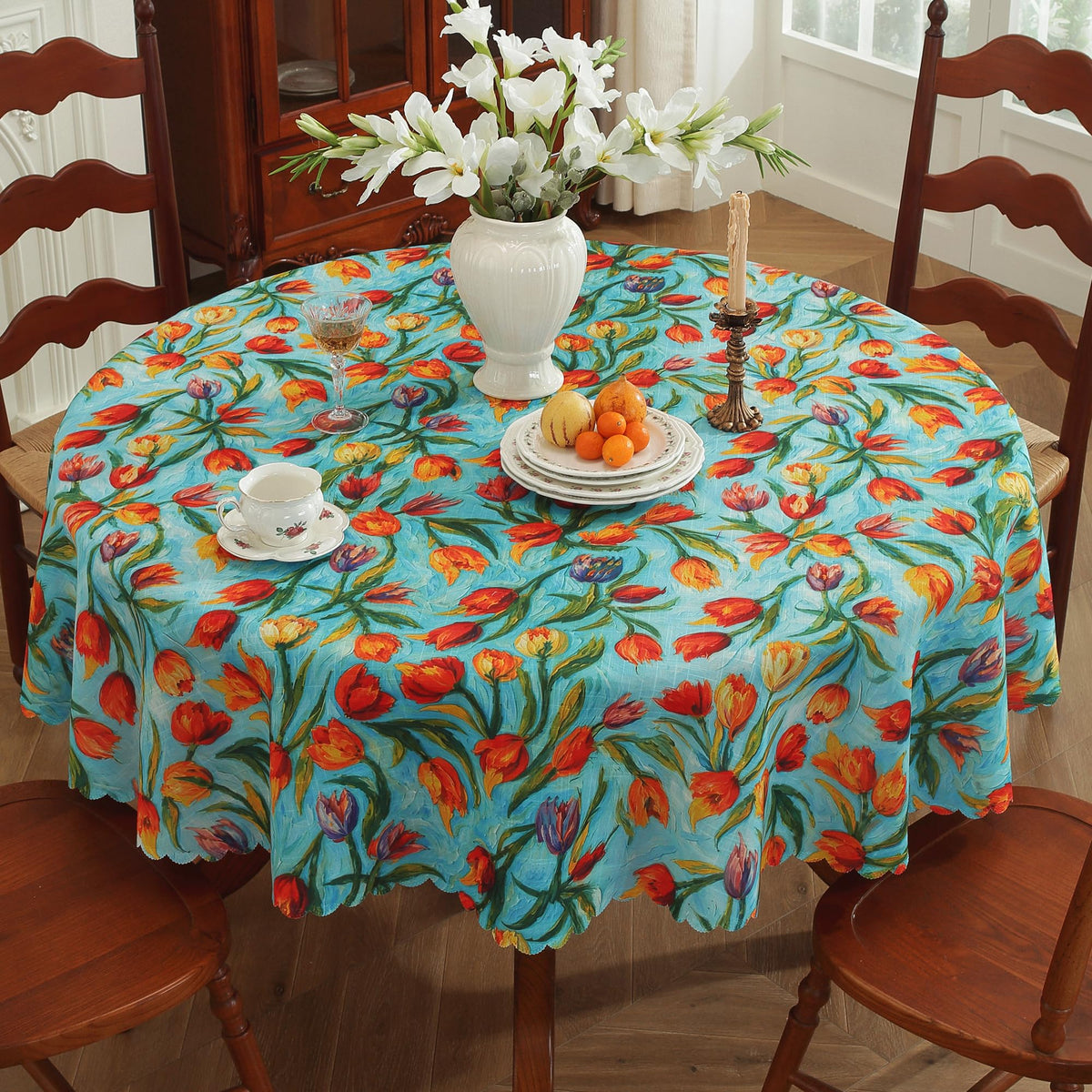 Rectangle Waterproof Tablecloth Linen Textured Table Cloth,Stain and Wrinkle Resistant Washable Fabric Table Cover for Dining, Party, Camping and Outdoor, 52 x 70 Inch, Vine Bloom