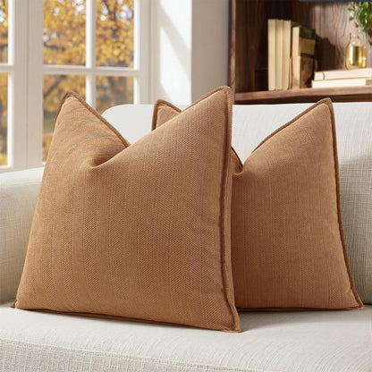 MIULEE Pack of 2 Sage Green Decorative Chenille Pillow Covers 20x20 Inch
