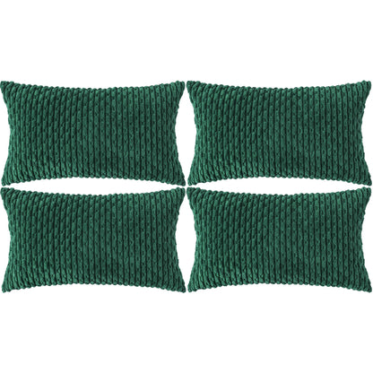 Set of 4 Neutral Decorative Throw Pillow Covers 18x18 Inch Corduroy Pillow Covers for Bed Couch Sofa Living Room Soft Square Cushion Cases