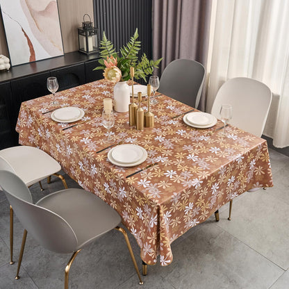 Pioggia Vinyl Tablecloth with Flannel Backed Rectangle Waterproof Oil-Proof PVC Table Cloth Wipeable Spill-Proof Plastic Table Cover for Indoor and Outdoor