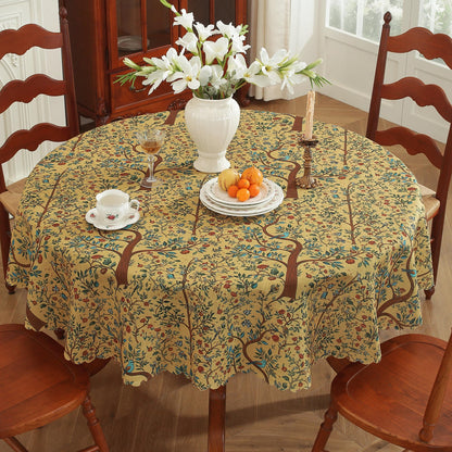 Rectangle Waterproof Tablecloth Linen Textured Table Cloth,Stain and Wrinkle Resistant Washable Fabric Table Cover for Dining, Party, Camping and Outdoor, 52 x 70 Inch, Vine Bloom