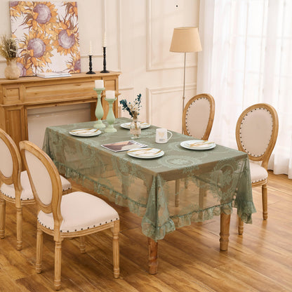 White Lace Floral Embroidered Square Tablecloth 55”x55” Table Cloth