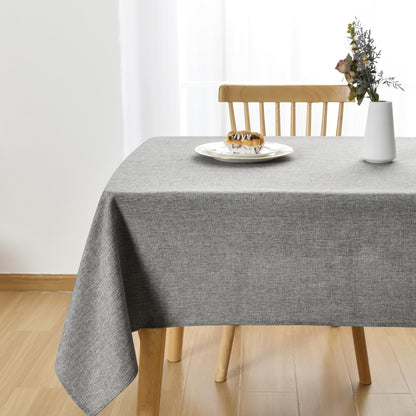 JIUZHEN Round Table Cloth Faux Linen Farmhouse Tablecloth Wrinkle and Stain Resistant Decorative Fabric Table Cover for Kitchen, Dining Room, Parties and Camping, Beige, 120 Inch Round
