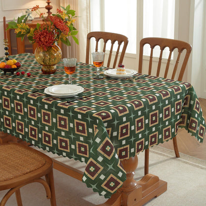 Rectangle Waterproof Tablecloth Linen Textured Table Cloth,Stain and Wrinkle Resistant Washable Fabric Table Cover for Dining, Party, Camping and Outdoor, 52 x 70 Inch, Vine Bloom