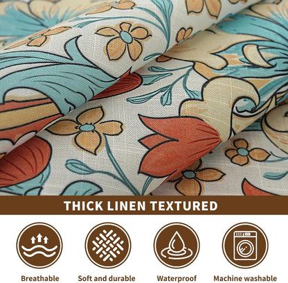Rectangle Waterproof Tablecloth Linen Textured Table Cloth,Stain and Wrinkle Resistant Washable Fabric Table Cover for Dining, Party, Camping and Outdoor, 52 x 70 Inch, Vine Bloom