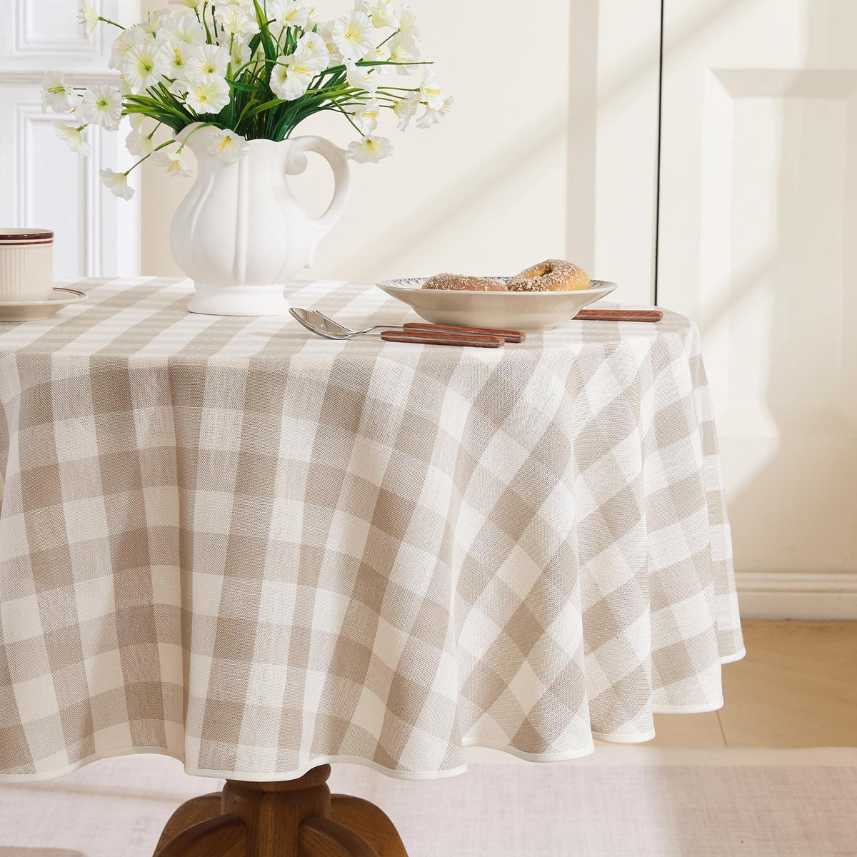 Gingham Tablecloth Rectangle Table, Cotton Linen Style Picnic Checkered Table Cloth Farmhouse Washable Wrinkle Free Buffalo Plaid Table Cover for Outdoor Birthday Party, Pink, 60x75