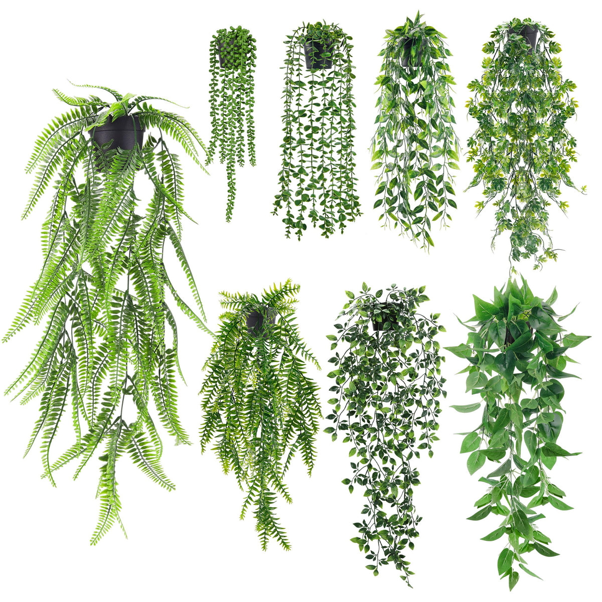 Der Rose 4Pcs Fake Hanging Plants with Lush Cascading Greenery