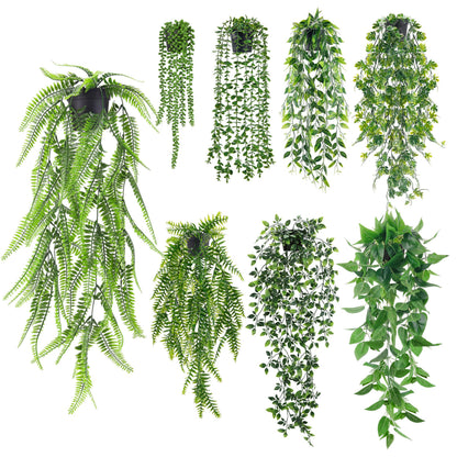 Der Rose 4Pcs Fake Hanging Plants with Lush Cascading Greenery