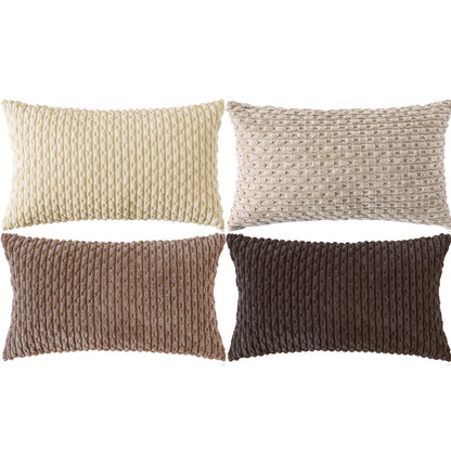 Set of 4 Neutral Decorative Throw Pillow Covers 18x18 Inch Corduroy Pillow Covers for Bed Couch Sofa Living Room Soft Square Cushion Cases