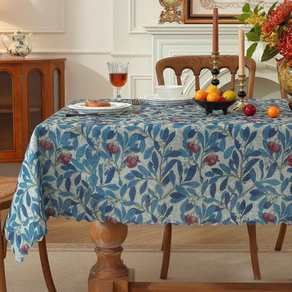 Rectangle Waterproof Tablecloth Linen Textured Table Cloth,Stain and Wrinkle Resistant Washable Fabric Table Cover for Dining, Party, Camping and Outdoor, 52 x 70 Inch, Vine Bloom