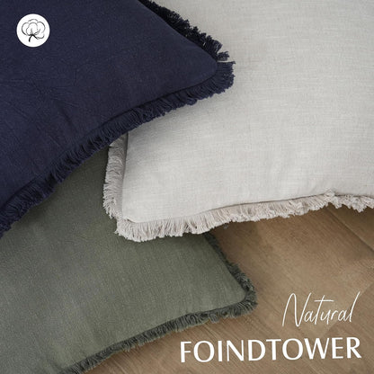 Foindtower Decorative Linen Fringe Throw Pillow Covers 20×20 Olive Green