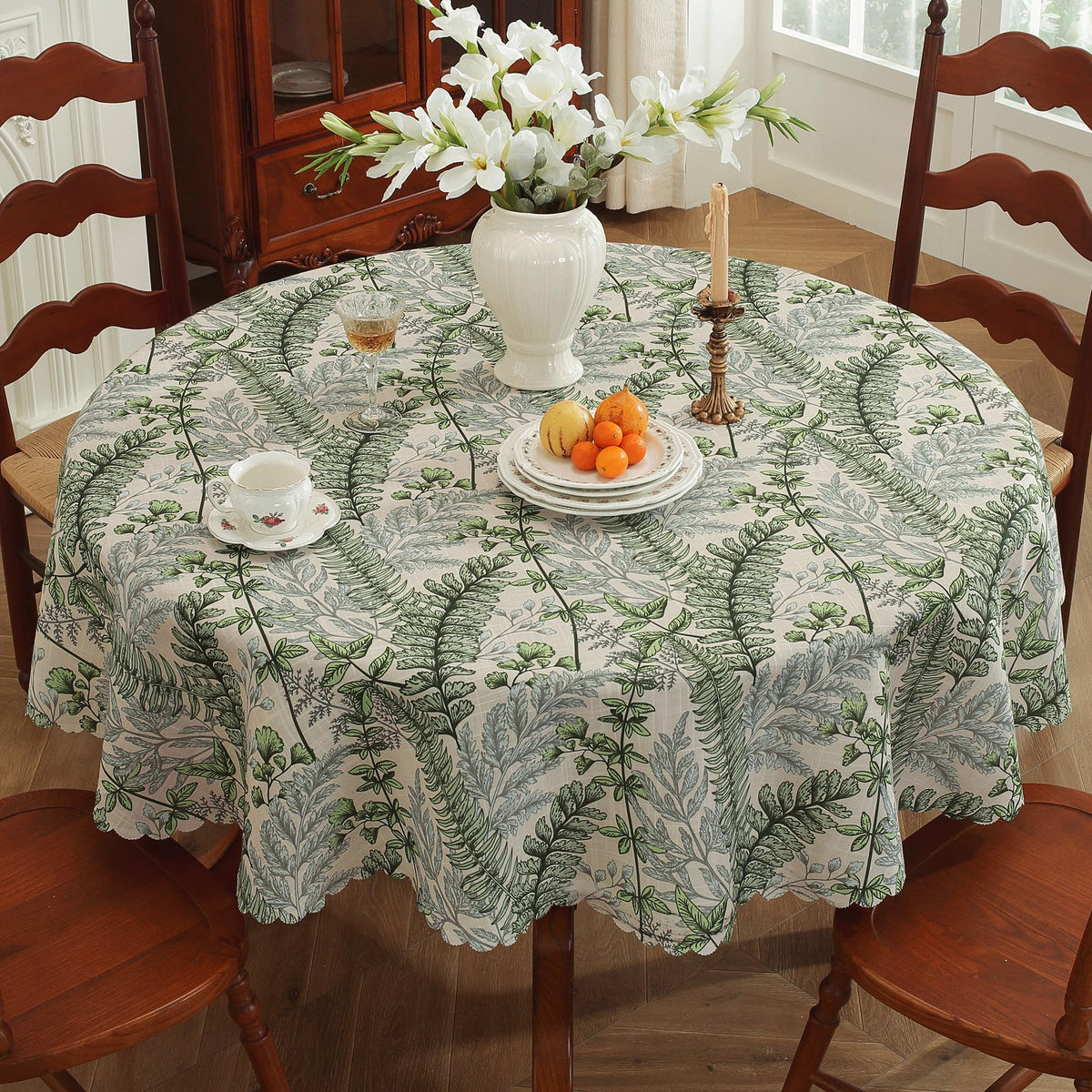 Rectangle Waterproof Tablecloth Linen Textured Table Cloth,Stain and Wrinkle Resistant Washable Fabric Table Cover for Dining, Party, Camping and Outdoor, 52 x 70 Inch, Vine Bloom