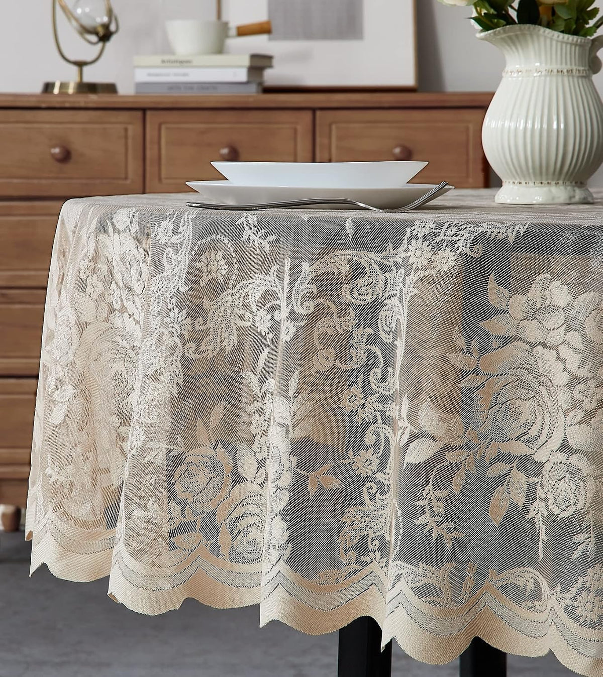 Warm Home Designs 60 x 120 Gold Rectangle Lace Tablecloth. LTC Linen 120