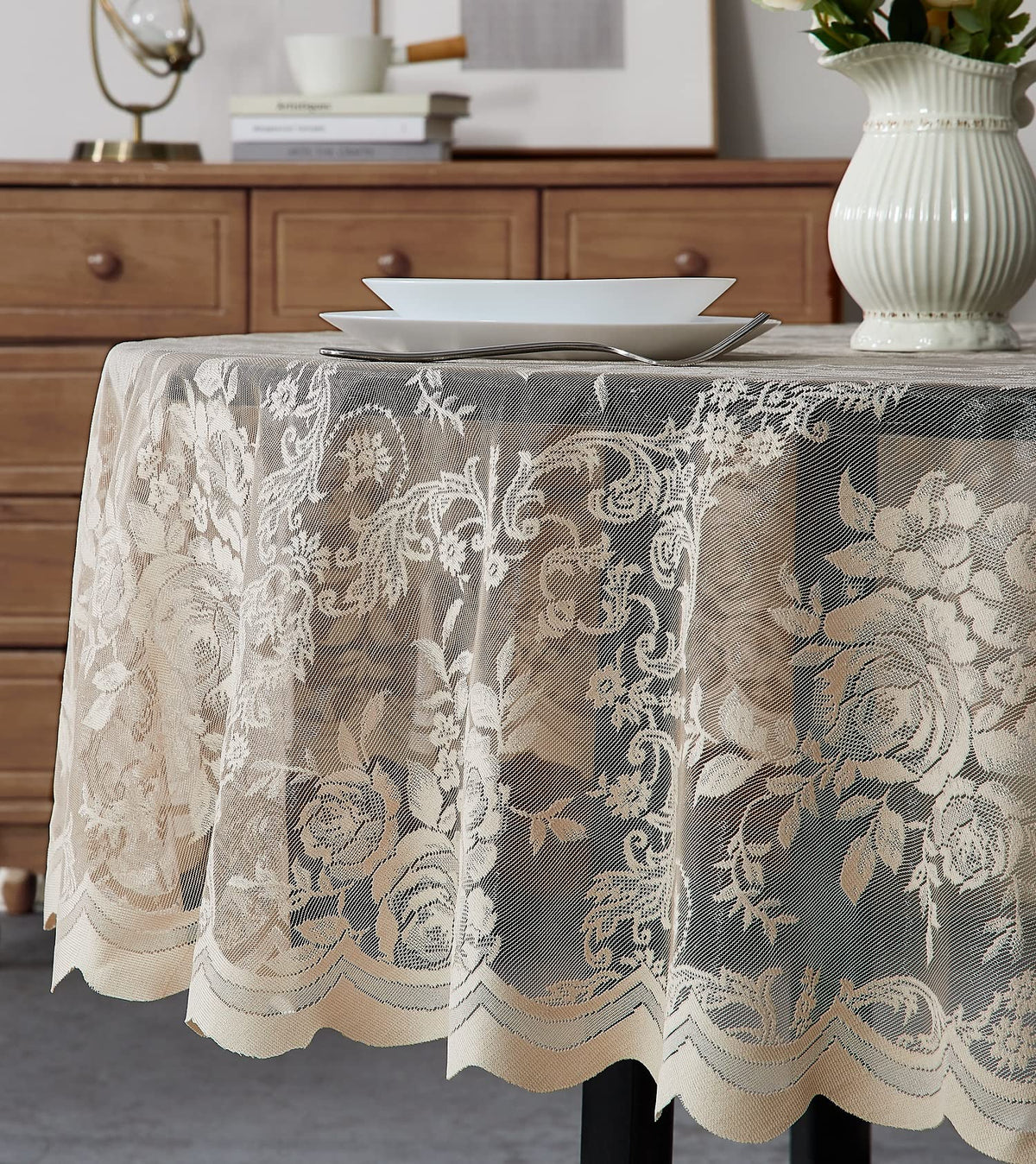 Warm Home Designs 60 x 120 Gold Rectangle Lace Tablecloth. LTC Linen 120