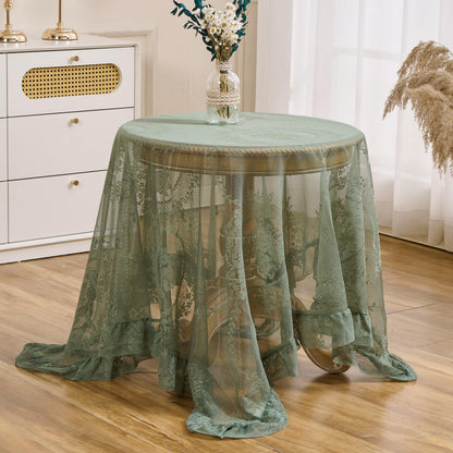 White Lace Floral Embroidered Square Tablecloth 55”x55” Table Cloth