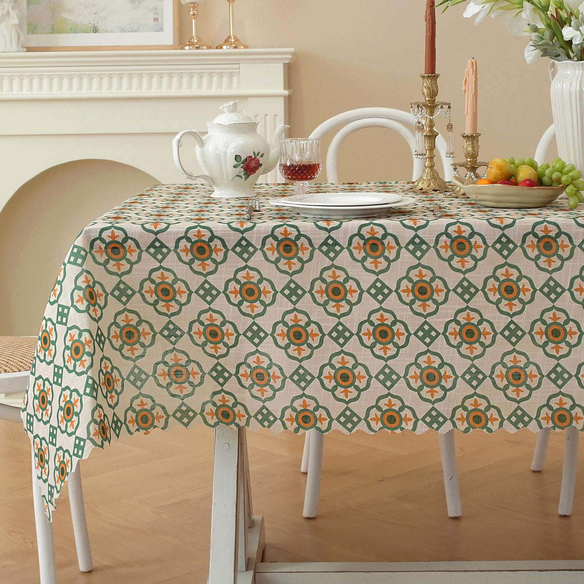 Rectangle Waterproof Tablecloth Linen Textured Table Cloth,Stain and Wrinkle Resistant Washable Fabric Table Cover for Dining, Party, Camping and Outdoor, 52 x 70 Inch, Vine Bloom