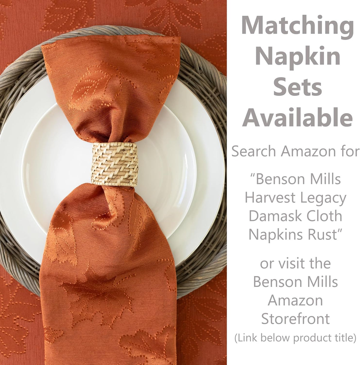 Benson Mills Harvest Legacy Tablecloth (Rust 60" x 104" Rectangular)
